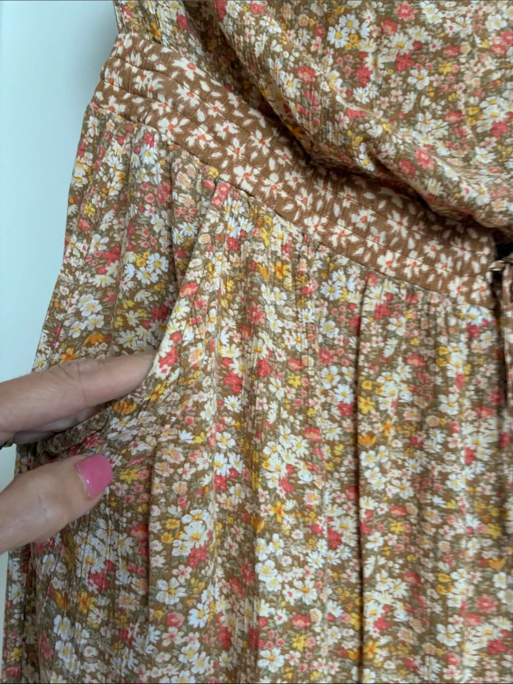Boho Floral AE Wide Leg Cottagecore Strapless Floral Jumpsuit with Waist Tie XL - Picture 5 of 9